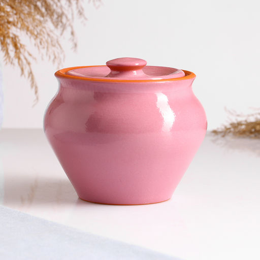 Горшочек для запекания с крышкой Вятская керамика, 600 мл, розовый