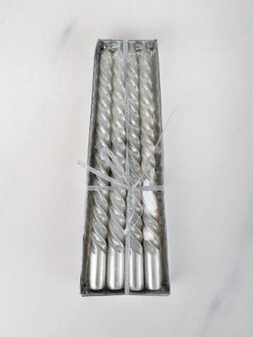 Свеча стержень 4 штуки 20 см витая / SW-702 /уп 144/ серебрянная - ГалеонТрейд фото 4