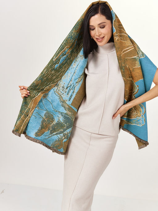 В составе ШЕРСТЬ и КАШЕМИР Большой, мягкий, теплый двусторонний палантин