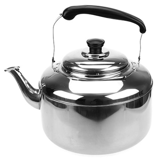 "Лампушка" Чайник из нержавеющей стали 6л, д23,5см h20,5см, со встроенным в крышку свистком, подвижная бакелитовая ручка, цветная коробка (Китай)
