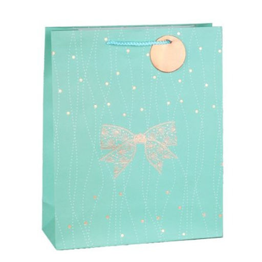 Цена за 12 шт. Пакет подарочный 32x26x10 / 2067M /уп 12/480/ (Бирюзовый) - Галеонтрейд фото 3