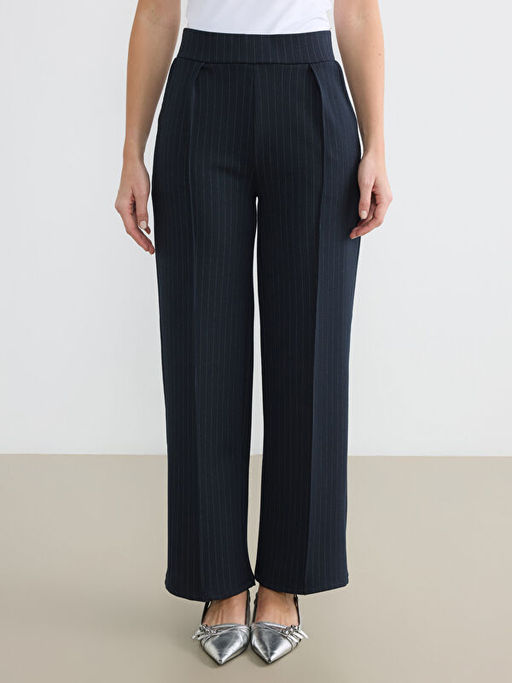 Geni? Pa?a ?izgili Kad?n Kuma? Pantolon