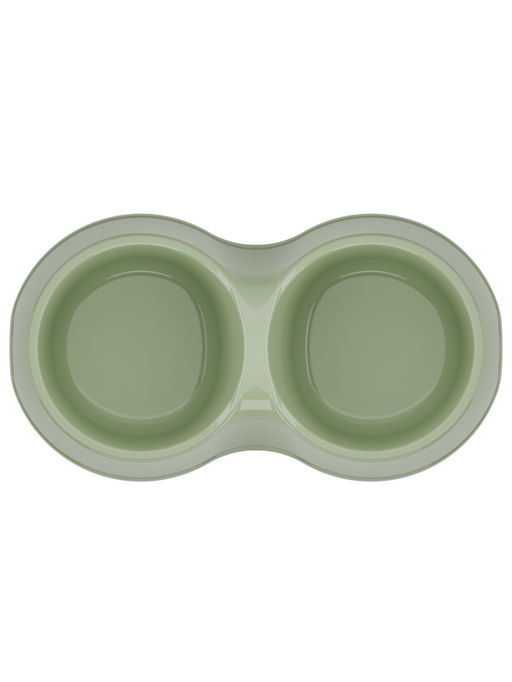 Цена за 2 шт. Миска двойная "Мур-мяу", 200 мл, 22.5 см × 13 см × 6 см, пластик, цвет фисташковый