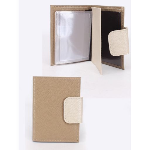 Обложка для авто+паспорт-Croco-ВП-1033 (с хляст, 5 внут карм, двойн стенка) натуральная кожа бежевый тем флотер/беж перламутр (261/262) 243971