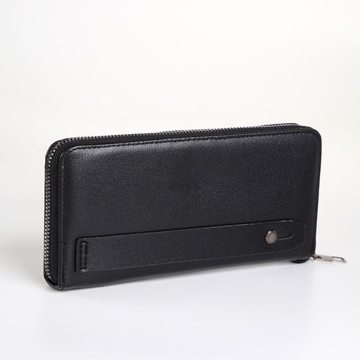 Портмоне-клатч мужской на молнии, с картхолдером, чёрное