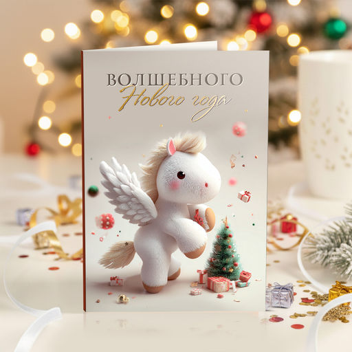 ?? Открытка 4 шоколадки "Волшебного Нового года (белая лошадка)"