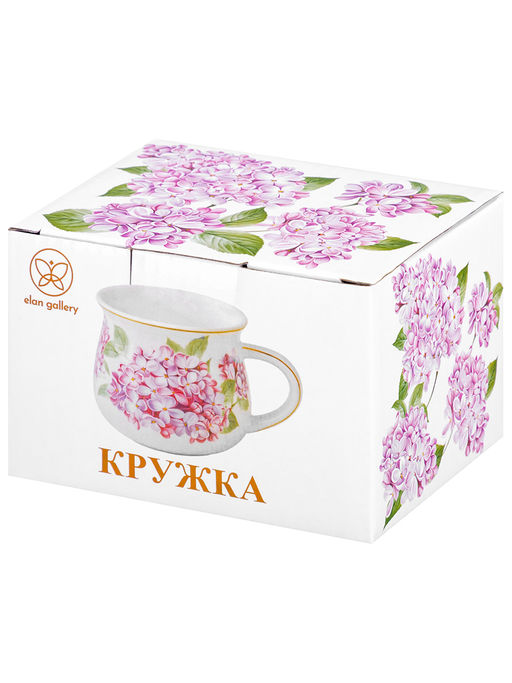 Кружка 250 мл 11,5*9*7 см "Сирень" бочонок, фарфор NEW BONE CHINA