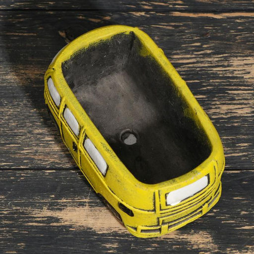 Горшок для цветов «Автобус», 300 мл, 13×7.5×6.4 см, керамика, жёлтый