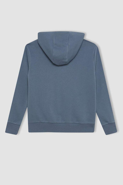 Базовый школьный кардиган с капюшоном и молнией для девочек - Defacto фото 9