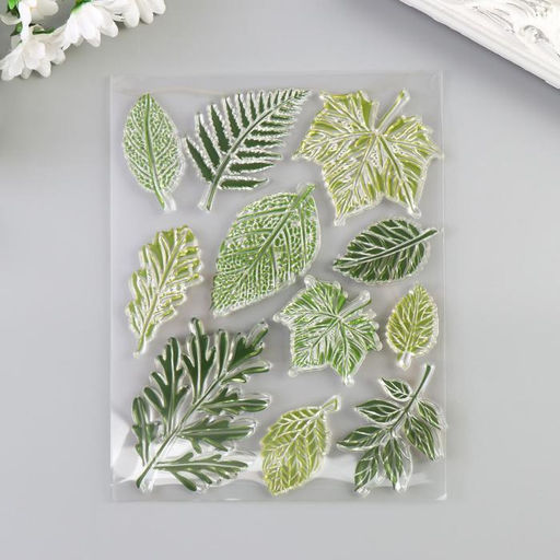 Цена за 10 шт. Штамп для творчества силиконовый Листья 14?18 см