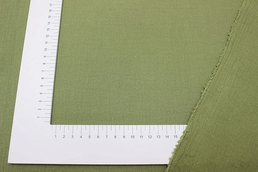 Муслин двухслойный с эффектом жатости цв.Светло-зеленый хаки, ш.1.4м, хлопок-100%, 110гр/м.кв - Купава фото 3