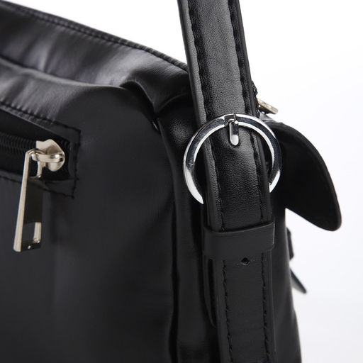 Сумка женская с карманами кожзам, черный цвет - Nazamok фото 4