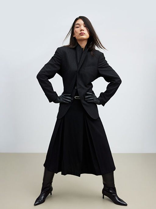 Beli Kemerli Pileli Etek