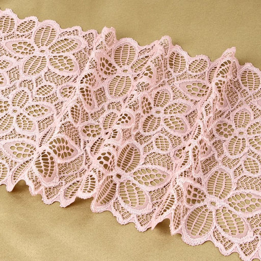 Кружевная эластичная ткань, 180 мм, 2.7±0.5 м, пудровая