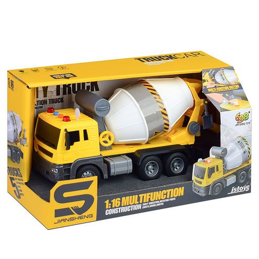 Машина "Бетономешалка" 1:16 (свет, звук) в коробке (цвет желтый)