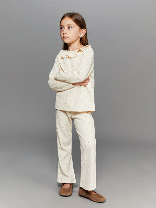 Beli Lastikli Bask?l? K?z ?ocuk Tayt Pantolon 2li