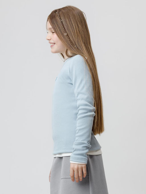 КР 301911/серо-голубой 1362 к655 лонгслив (футболка дл.рукав) для дев - Crockid фото 4