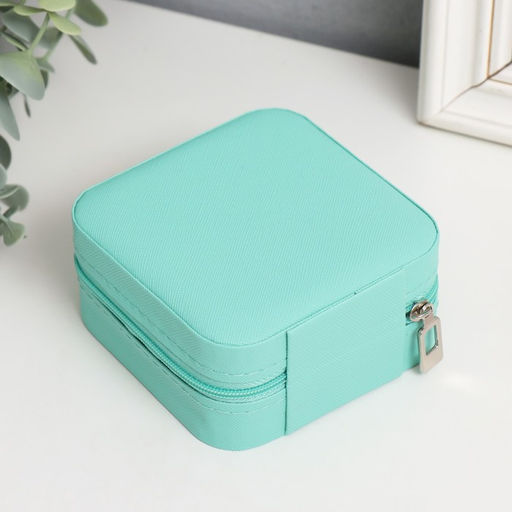 Шкатулка для украшений «Элегия. Квадратная», кожзам, бирюза, 5×10×10 см