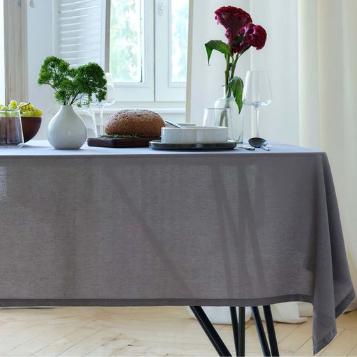 Скатерть Этель ECO, цвет серый, 136×180/±6 см, 70% хл, 30% лён, 190 г/м²