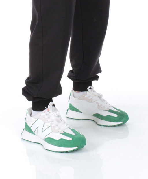 03-A327-17 WHITE/GREEN Кроссовки мужские (натуральная замша, искусственная кожа) - Фабричный китай фото 2
