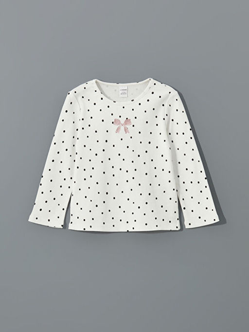 Bisiklet Yaka Puantiyeli K?z ?ocuk Ti??rt