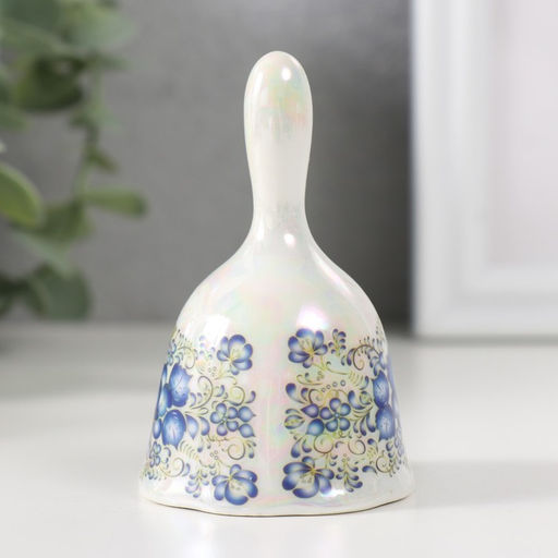Колокольчик керамика «Синие цветы с завитками», 4.8×4.8×7.8 см