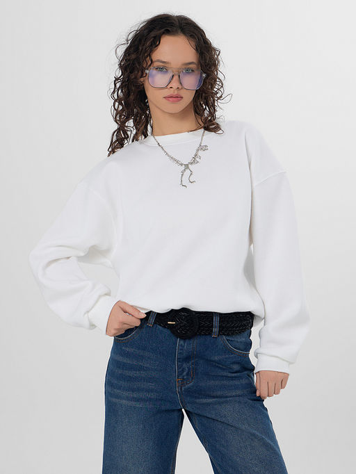 Свитшот женский белый из футера с начесом - Mark formelle фото 7