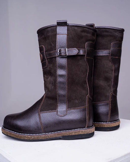 Монголки высокие коричневые, войлочная подошва - Мирунт фото 16