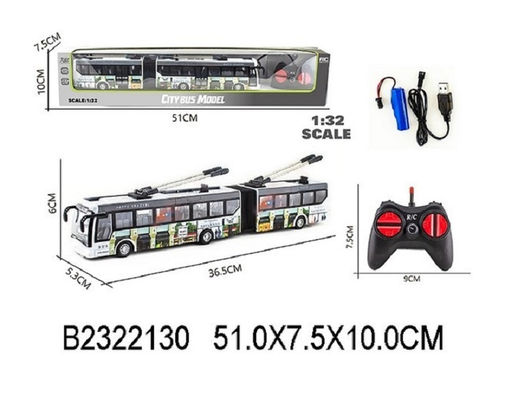 Троллейбус на пульте р/у 5,3*36,5*6 см, свет. эффекты, usb зарядное устройство арт.2322130