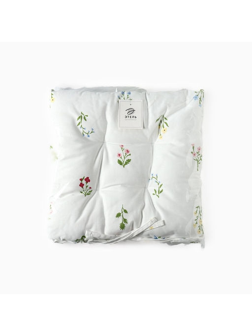 Подушка на стул Этель. Цветочек, 42?42?7 см, белая