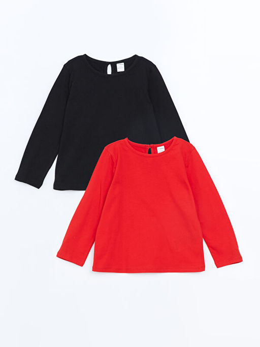 Bisiklet Yaka Uzun Kollu K?z Bebek Bluz 2li