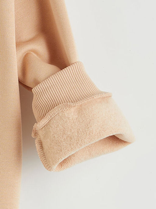 Bisiklet Yaka ?i?ekli K?z ?ocuk Kal?n Sweatshirt