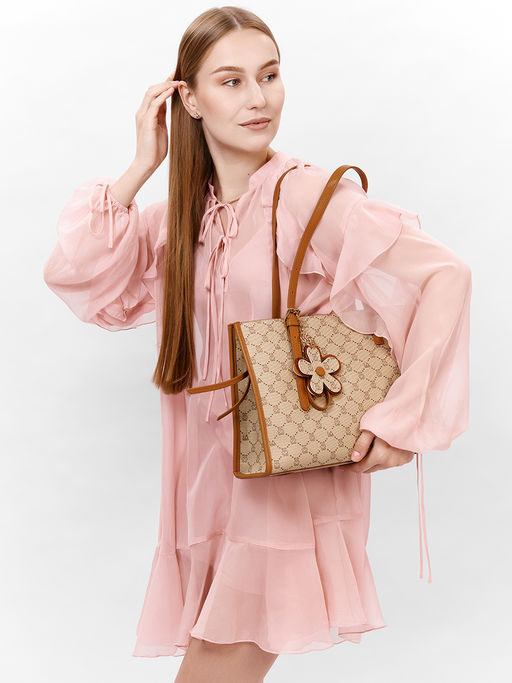 LACCOMA сумка AC326-мишки бежевый эко кожа хлопок фото 3