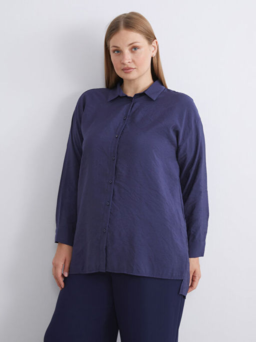 Oversize Modal Kar???ml? Kad?n G?mlek Tunik