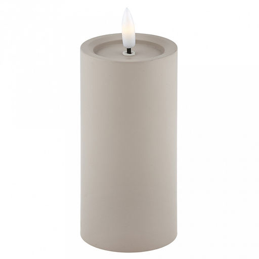Свеча интерьерная, светодиодная на батарейках д6см h12,5(15)см, свет теплый, с мерцанием, матовый пластик, цвет бежевый, питание от 2-х батареек ААА (в комплект не входят) (Китай)