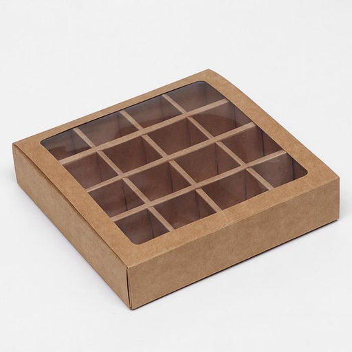 Цена за 5 шт. Коробка для конфет, крафт, 17,5 х 17,5 х 4 см - Simaland фото 6