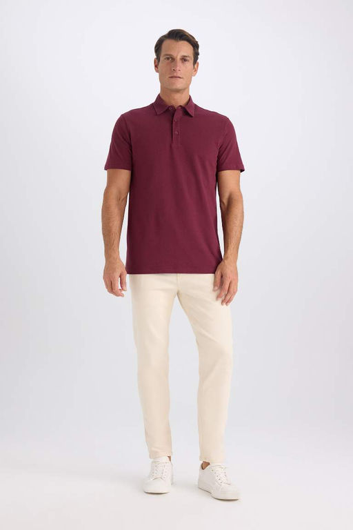 Regular Fit Pamuklu K?sa Kollu Basic Duz Polo Tisort - Defacto фото 5