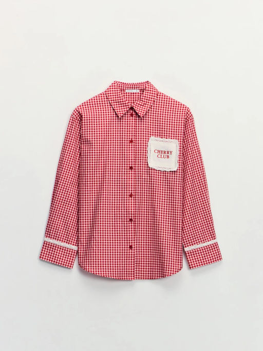 Рубашка из хлопка в клетку / Zarina фото 8