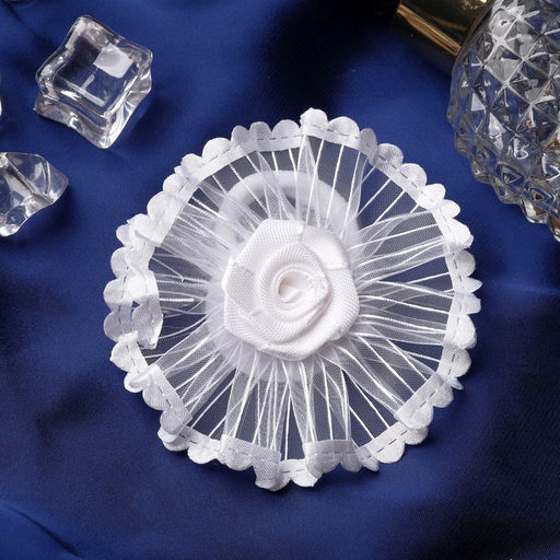 Цена за 6 шт. Бант для волос на резинке «Школьница», лучики роза, d=6 см, белый