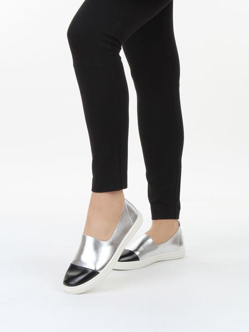 06-H1C-1MT BLACK/SILVER Туфли женские (натуральная кожа)