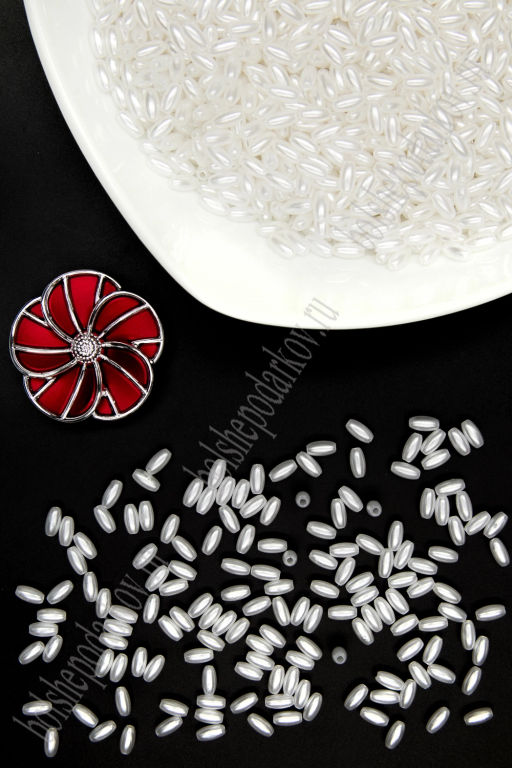 Бусинки 4*8 мм (400 гр) SF-8066, белый