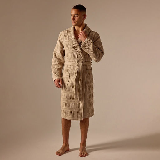 Халат вафельный мужской SL HOME: Chess «Саббиа», размер L, хлопок 100%, коричневый