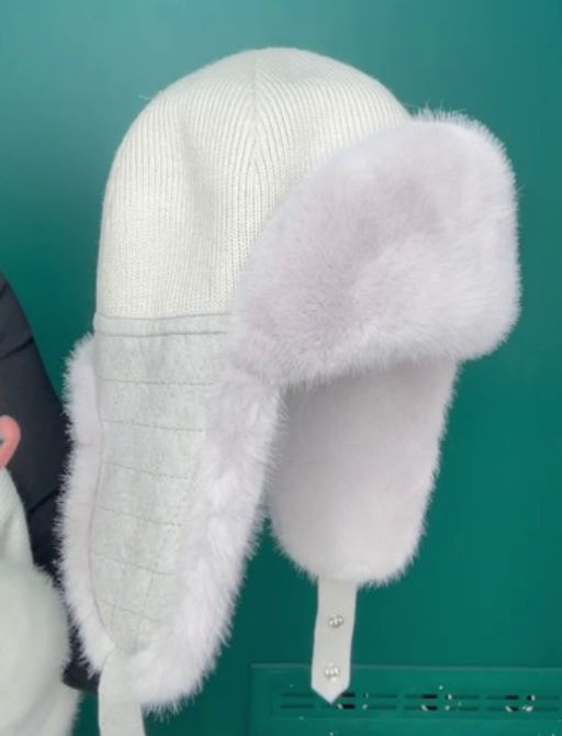 Шапка Ушанка норка трикотаж колотый лед