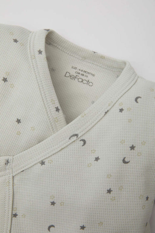 Набор вафель с длинными рукавами и звездами для мальчика, 2 шт. - Defacto фото 3