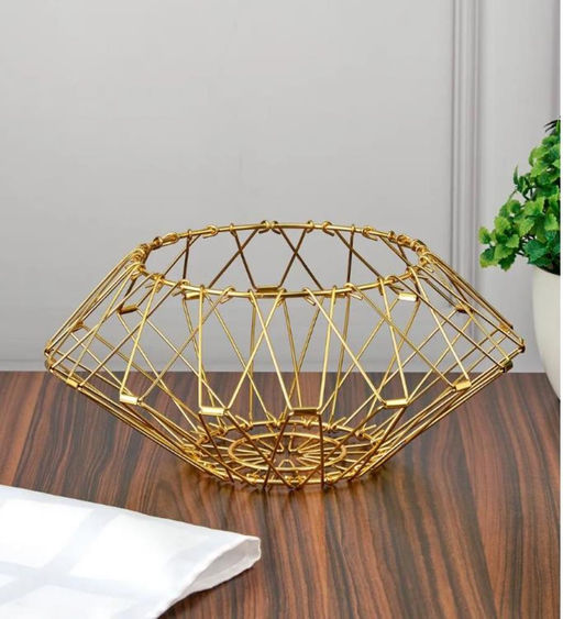 Удивительная Фруктовница металлическая складная ваза для фруктов, золото - Aopen фото 2