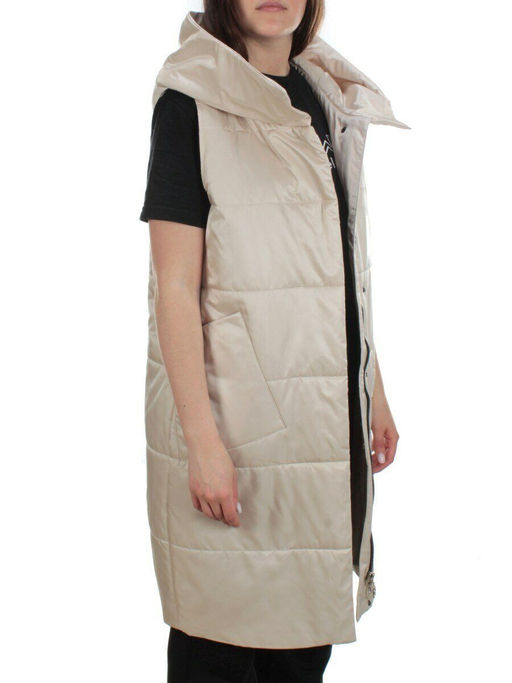 M001 BEIGE Жилет женский демисезонный (100 гр. синтепон) - Фабричный китай фото 8