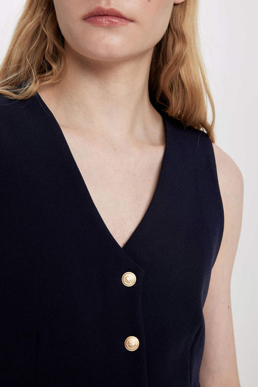 Укороченный пиджак с V-образным вырезом - Defacto фото 5