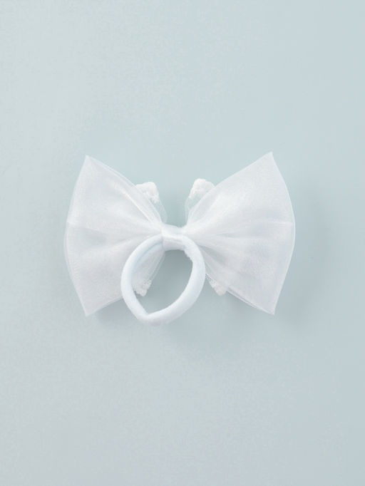 Цена за 6 шт. Бант для волос на резинке «Школьница», кружево, 9×6 см, белый