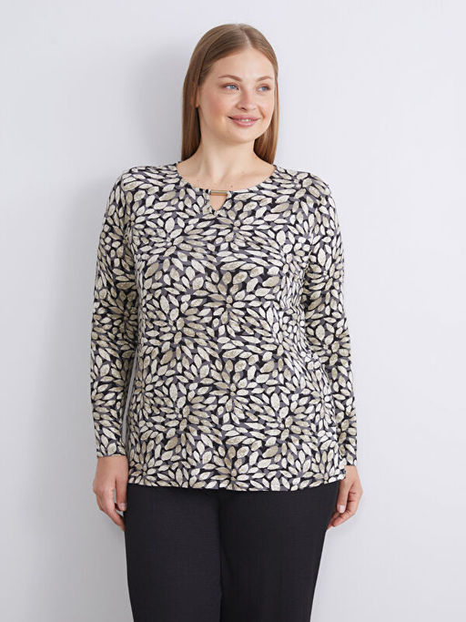 Bisiklet Yaka Desenli Bluz