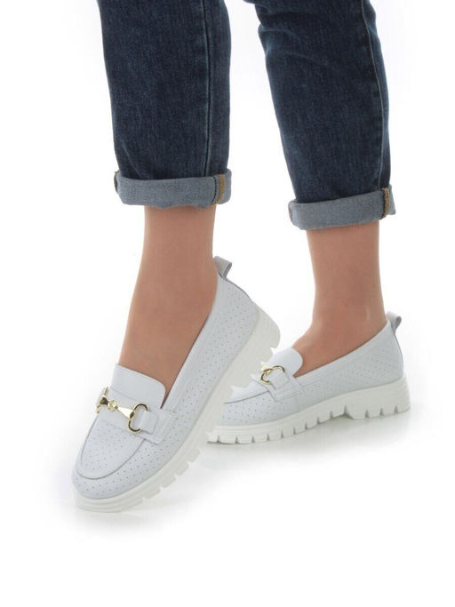 03-PDD164-1 WHITE Полуботинки женские (натуральная кожа)